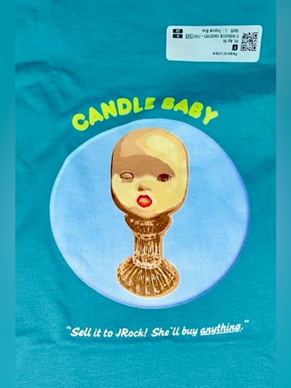 Candle Baby Graphic Teal Short Sleeve Tee Shirt (IYKYK)